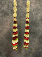 Multi Color Flower Dangler With Pearls - Set Of 2