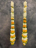 Multi Color Flower Dangler With Pearls - Set Of 2