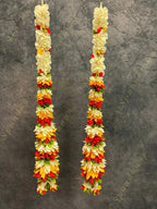 Multi Color Flower Dangler With Pearls - Set Of 2