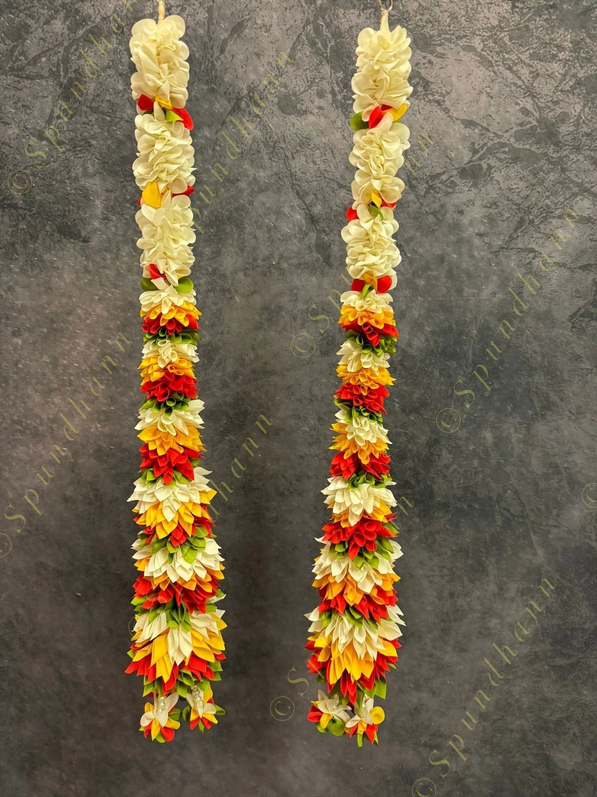 Multi Color Flower Dangler With Pearls - Set Of 2