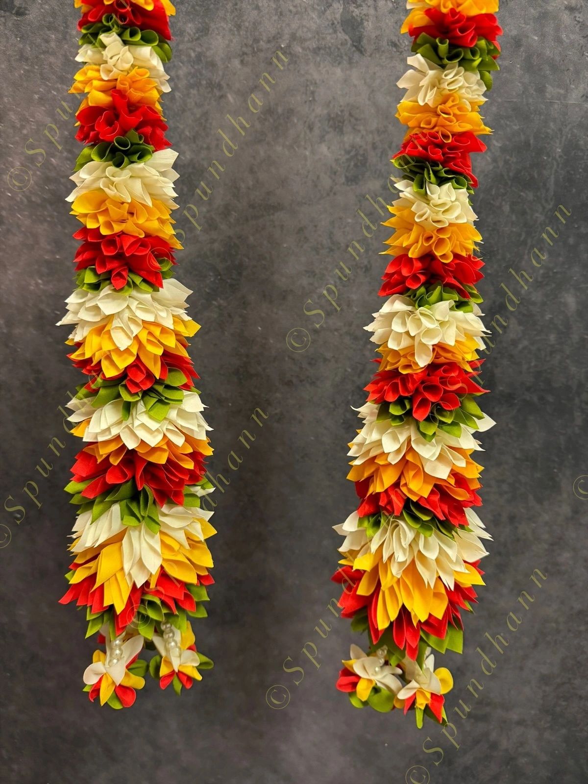Multi Color Flower Dangler With Pearls - Set Of 2