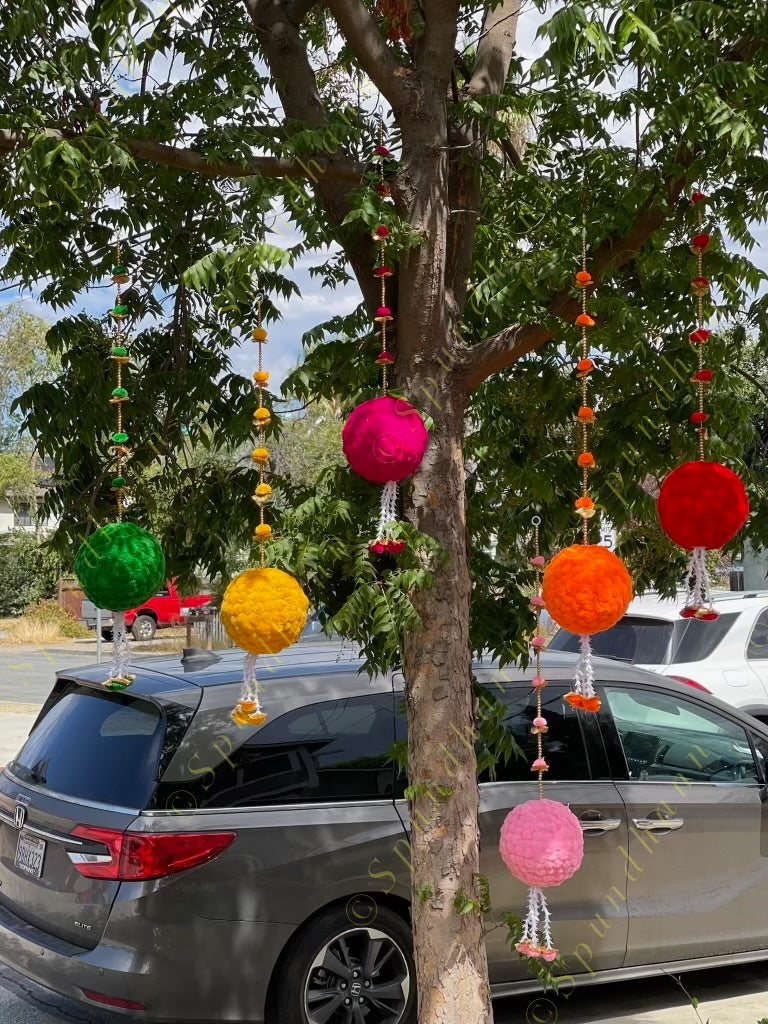 Colorful Pom Pom Ball Dangler Bundle: Large Balls in Vibrant Hues