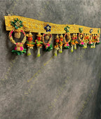 Gotapatti Border with Hanging Parrot and Rota Rings Green Rose Toran