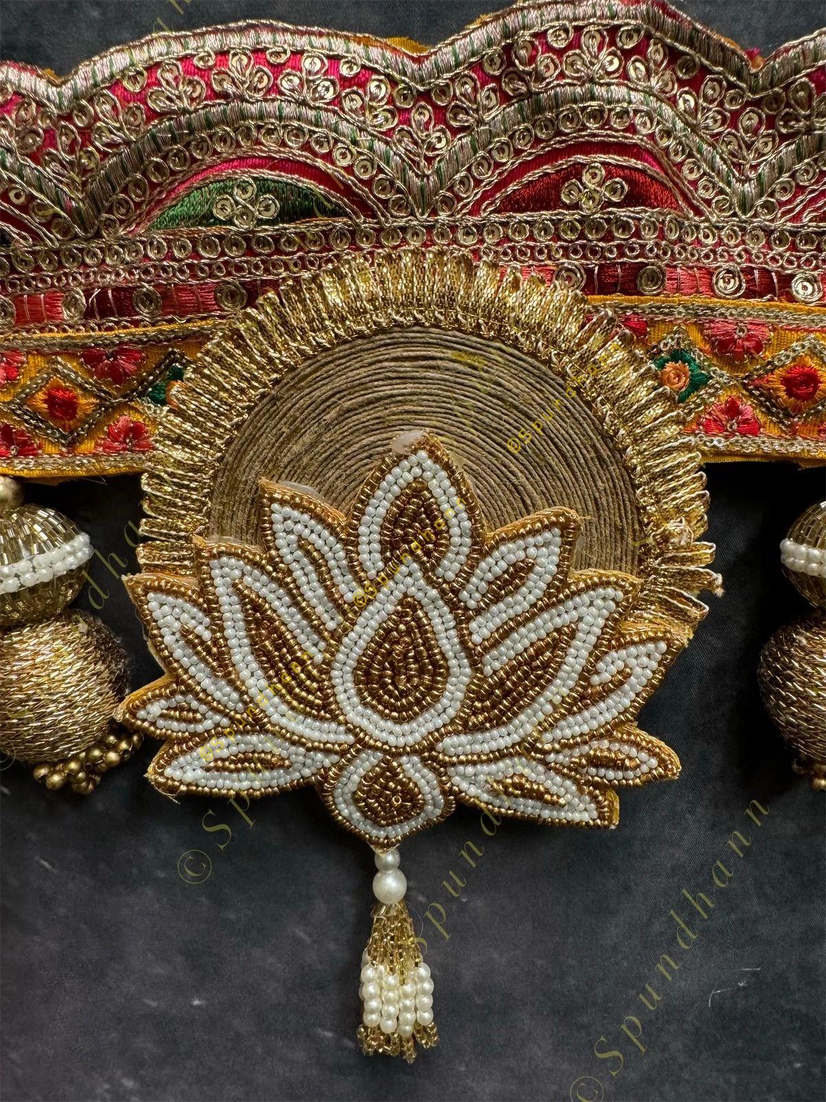 Embroidered Handcrafted Toran with Hanging Pearls & Gota Balls
