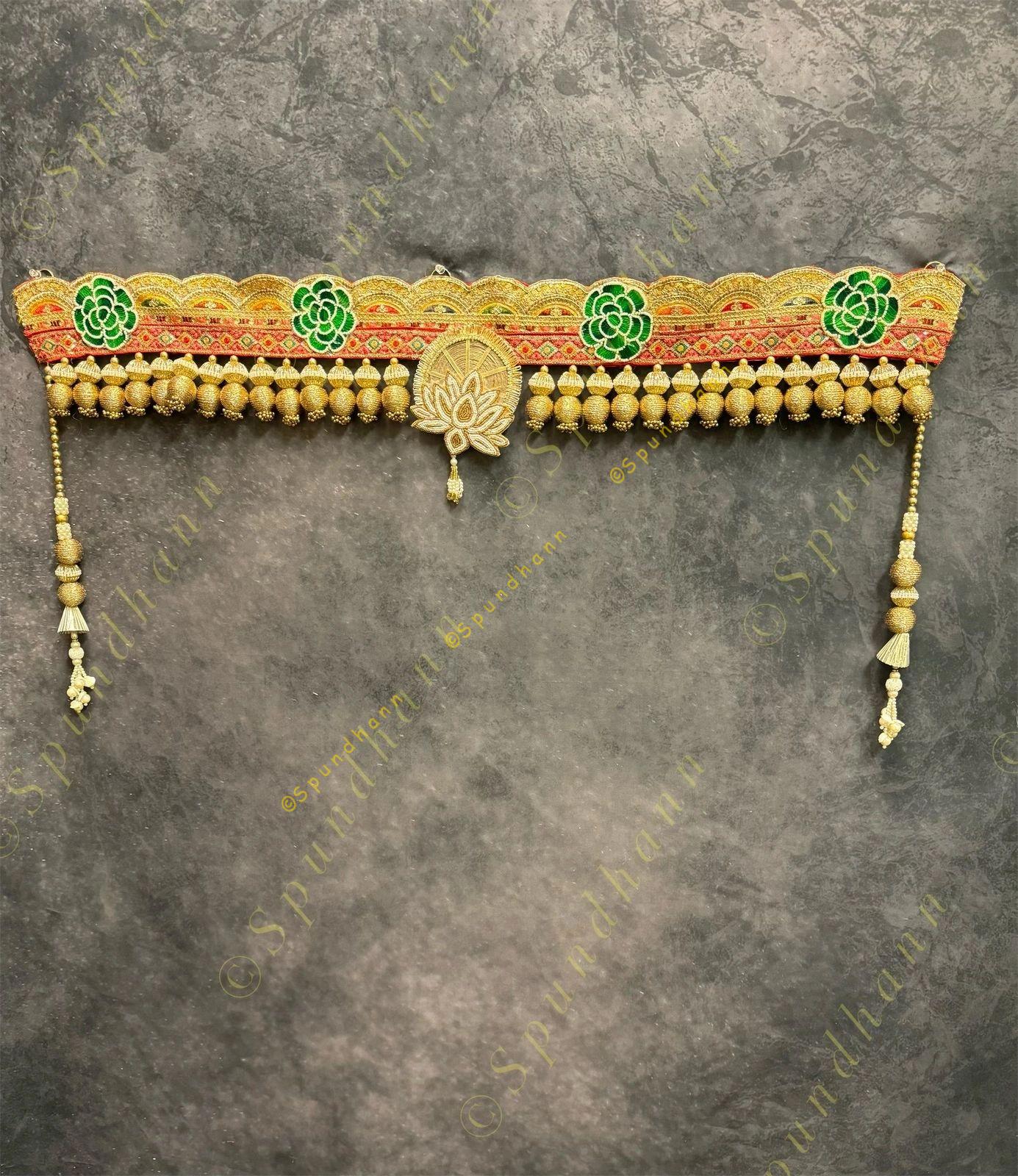 Embroidered Handcrafted Toran with Hanging Pearls & Gota Balls