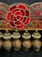 Embroidered Handcrafted Toran with Hanging Pearls & Gota Balls