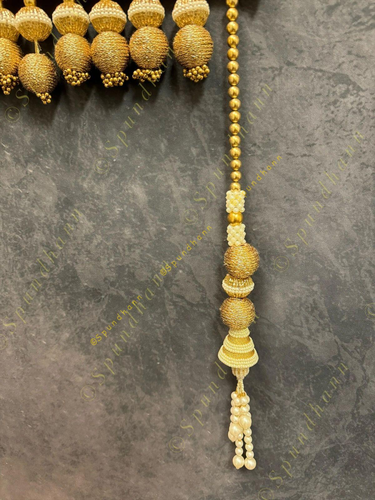 Embroidered Handcrafted Toran with Hanging Pearls & Gota Balls