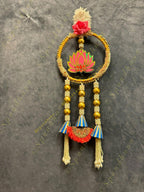 Lotus with Gotapatti Ring With Pearl and gold ball tassels