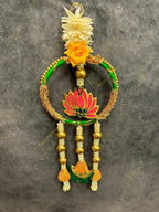 Lotus with Gotapatti Ring With Pearl and gold ball tassels