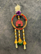 Lotus with Gotapatti Ring With Pearl and gold ball tassels