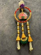 Lotus with Gotapatti Ring With Pearl and gold ball tassels