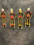 Lotus with Gotapatti Ring With Pearl and gold ball tassels