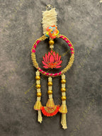 Lotus with Gotapatti Ring With Pearl and gold ball tassels