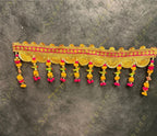 Broad Gotapatti Border with Hanging Parrot and Pom Pom Toran