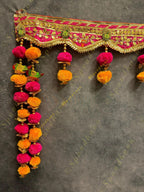 Gotapatti Border with Hanging Pom Pom and Parrot Toran