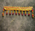 Broad Gotapatti Border with Hanging Parrot and Pom Pom Toran
