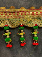 Broad Gotapatti Border with Hanging Parrot and Pom Pom Toran