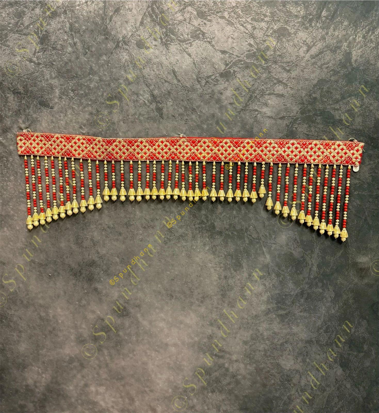Red Cloth & Gotapatti Design Border Tassels Toran