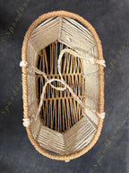 White rope and Coir Magazine Stand and Basket (Set of 2)
