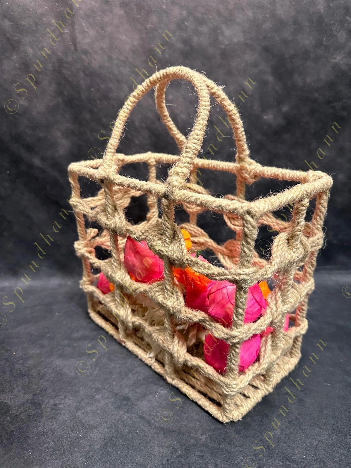Coir Rope Magazine Stand and Basket