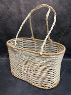 White rope and Coir Magazine Stand and Basket (Set of 2)