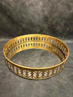 Metal Golden Cutwork Round Mirror tray