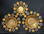 Floral Rangoli Urli with Studded Gemstone and Tea Light Holders
