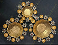 Floral Rangoli Urli with Studded Gemstone and Tea Light Holders