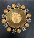 Floral Rangoli Urli with Studded Gemstone and Tea Light Holders