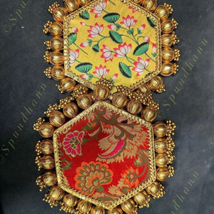 Pichwai and Brocade Hexagon Double Sided Mat