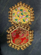 Pichwai and Brocade Hexagon Double Sided Mat