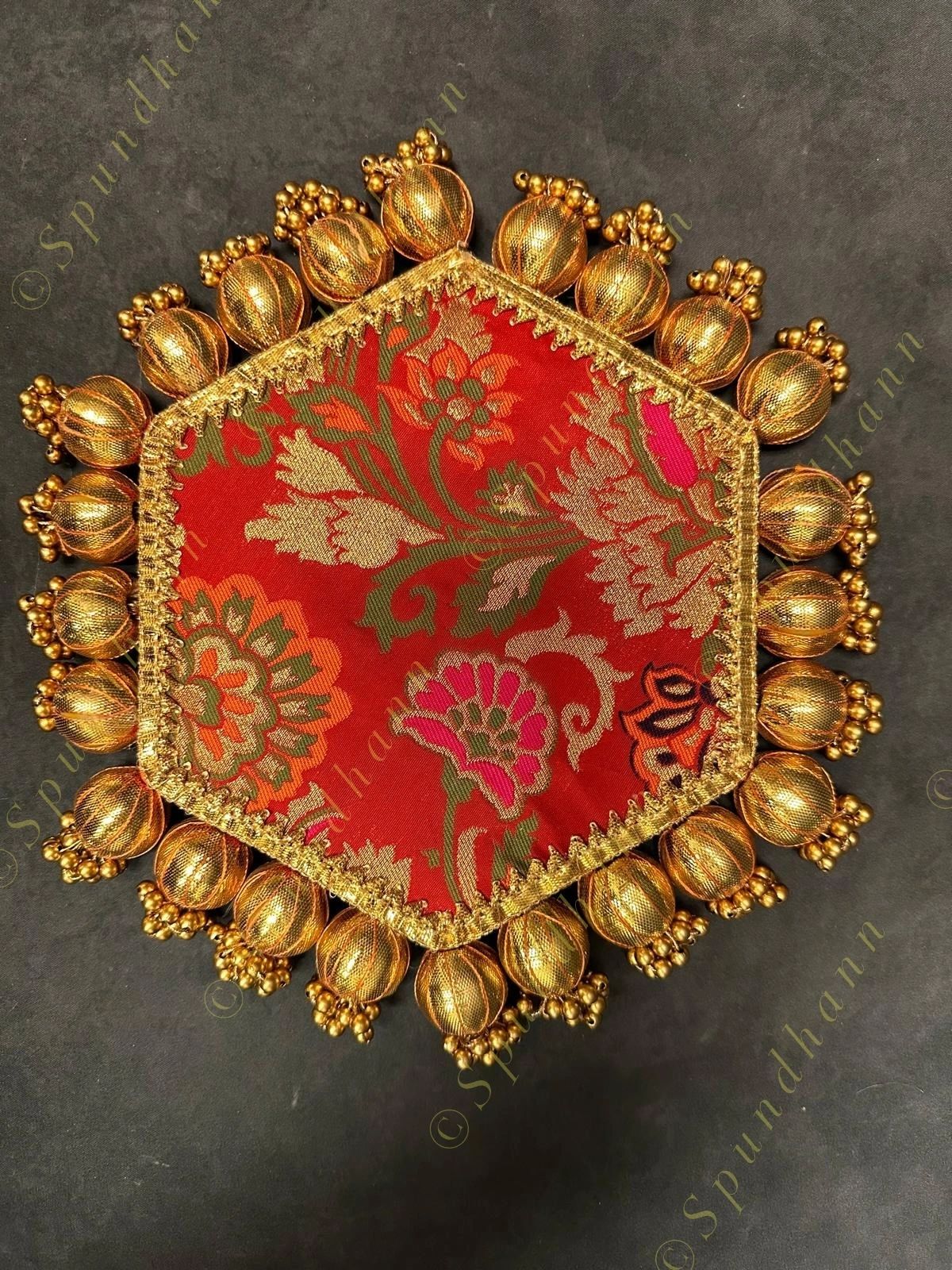 Pichwai and Brocade Hexagon Double Sided Mat