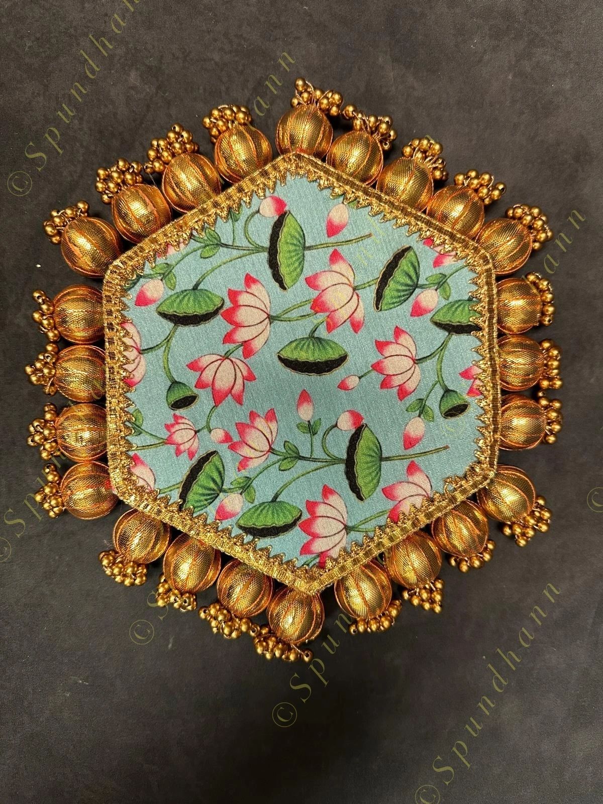 Pichwai and Brocade Hexagon Double Sided Mat