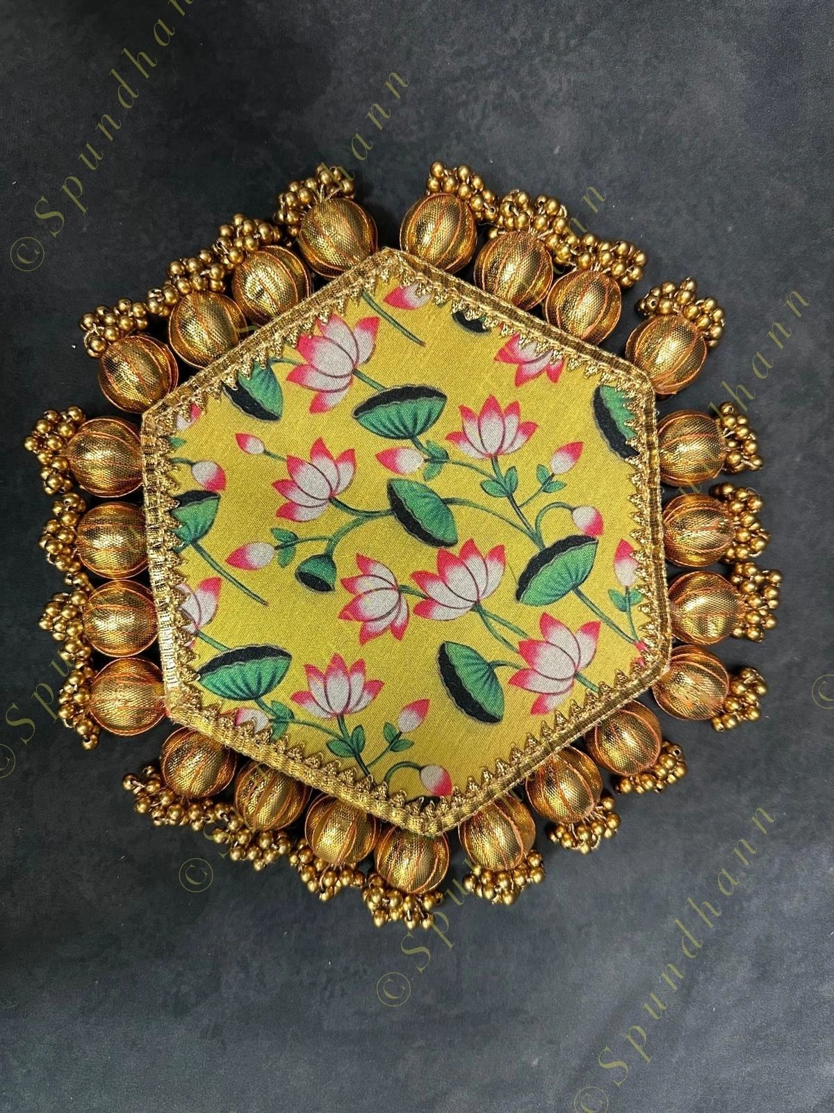 Pichwai and Brocade Hexagon Double Sided Mat