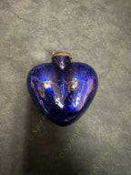 Small Glass Heart Kugel in Cracked Heavy Glass Christmas Tree Ornament