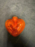 Small Glass Heart Kugel in Cracked Heavy Glass Christmas Tree Ornament