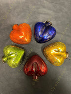 Small Glass Heart Kugel in Cracked Heavy Glass Christmas Tree Ornament