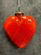 Big Glass Heart Kugel in Cracked Heavy Glass Christmas Tree Ornament