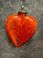 Big Glass Heart Kugel in Cracked Heavy Glass Christmas Tree Ornament