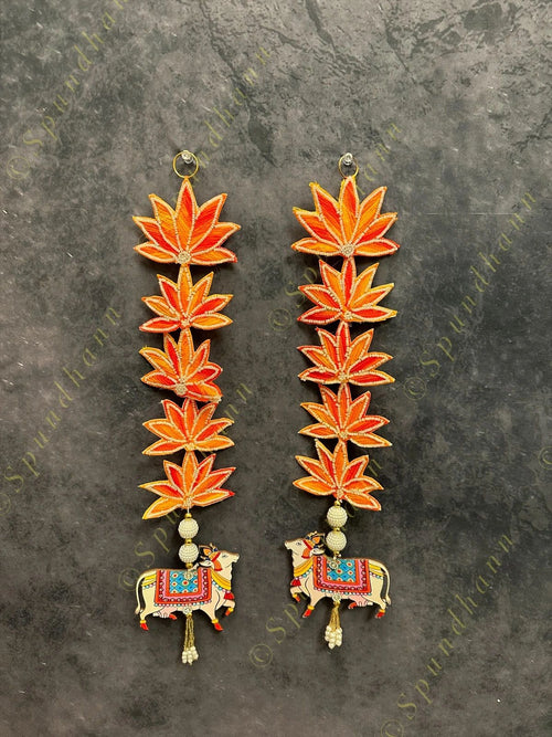 Cow with Pearl and Flower Dangler Pair