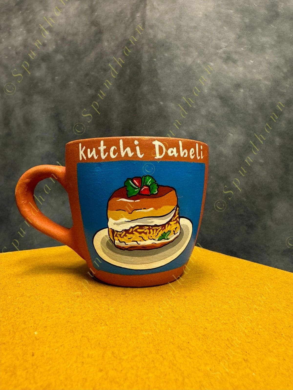 Earthern Chai Tea Cups set on 6 plus 1 kettle