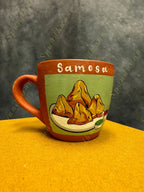 Earthern Chai Tea Cups set on 6 plus 1 kettle