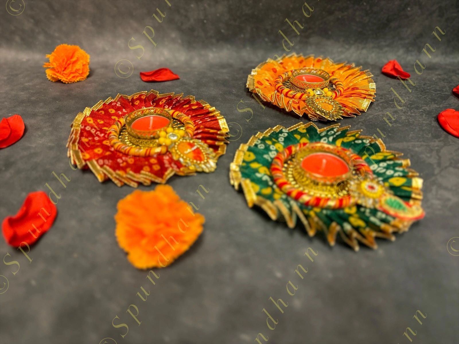 Gota Border Bandhini Tea Light