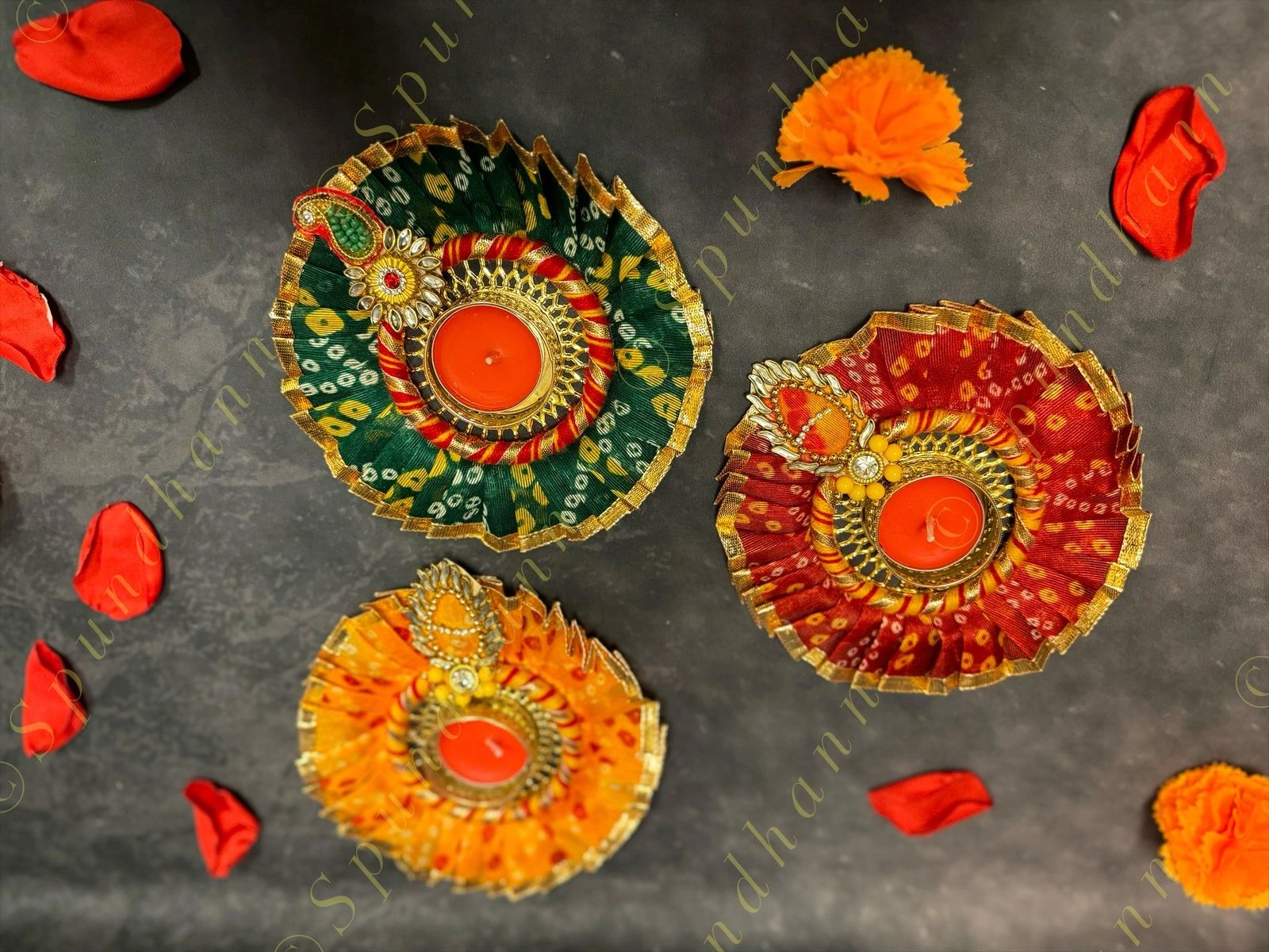 Gota Border Bandhini Tea Light