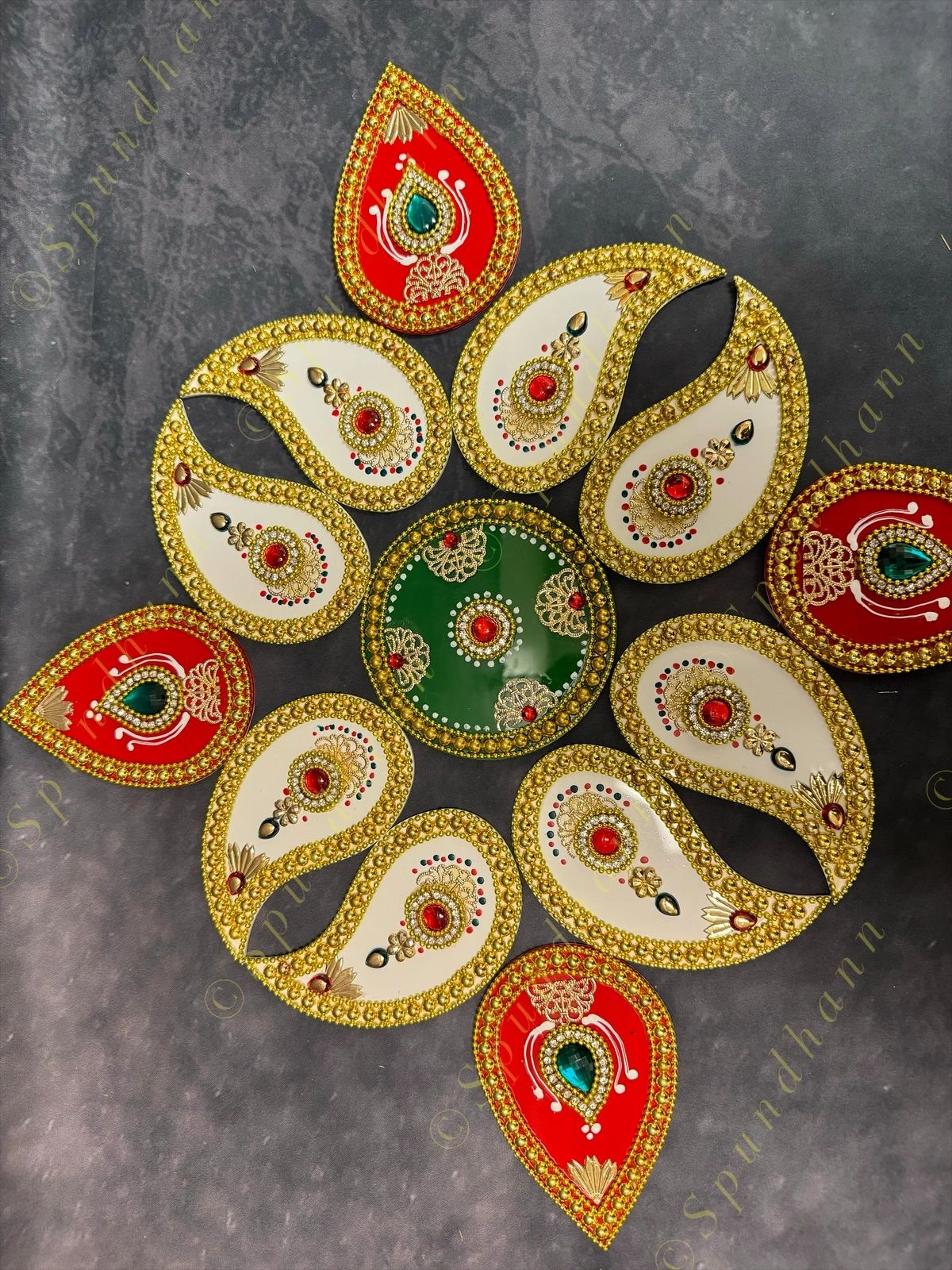 Multi piece Decorated Rangoli Set