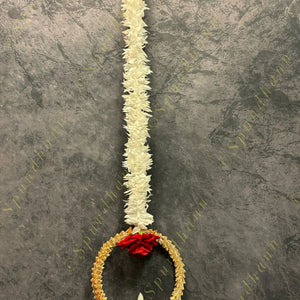 White Chameli Dangler With Rose and Gold Disc Tea Light Holder