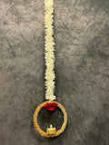 White Chameli Dangler With Rose and Gold Disc Tea Light Holder