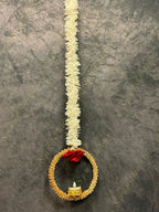 White Chameli Dangler With Rose and Gold Disc Tea Light Holder