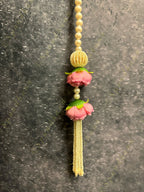 Pearl string with Pink Rose Bud Pair
