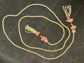 Pearl string with Pink Rose Bud Pair